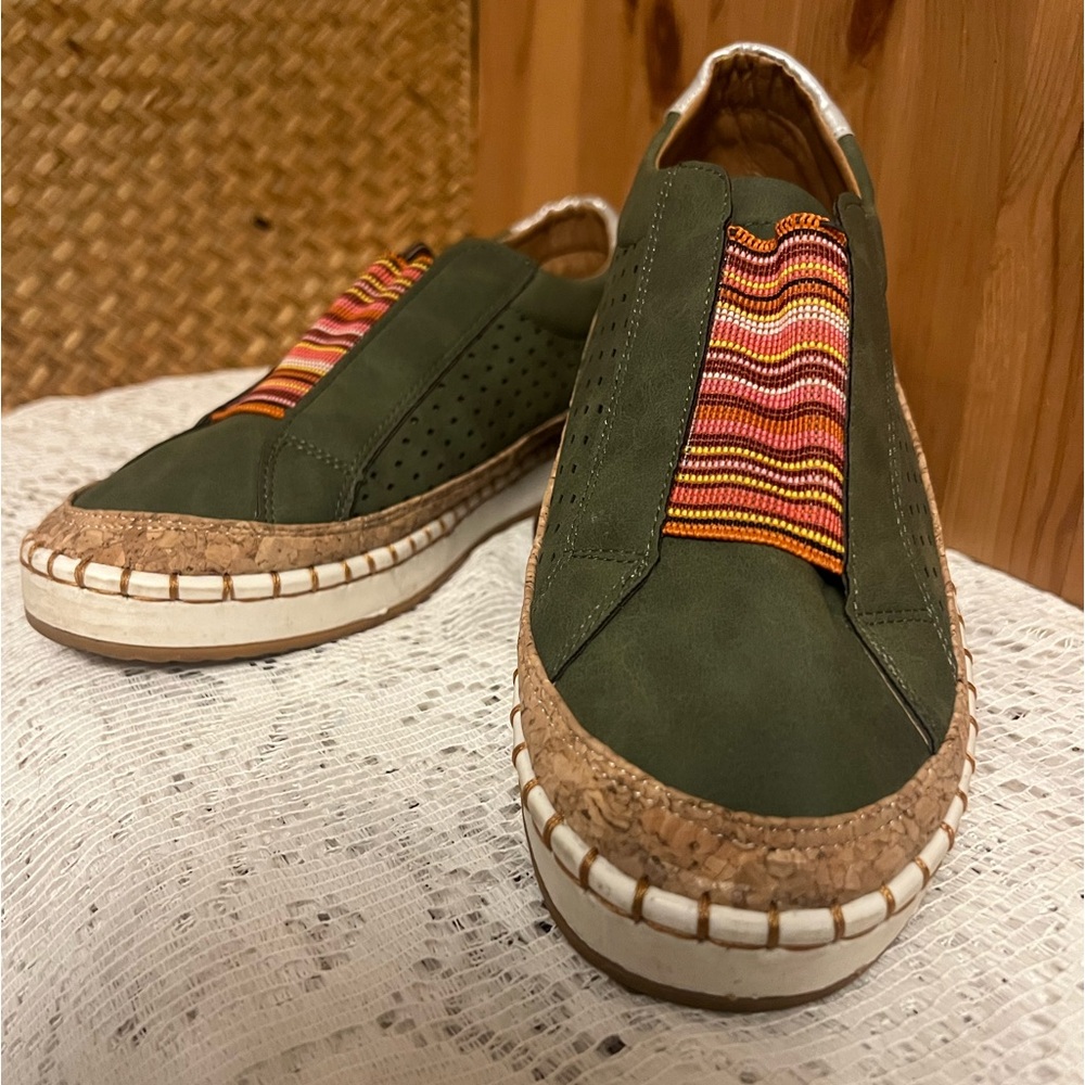 NEW Mixed media funky slip on sneakers
